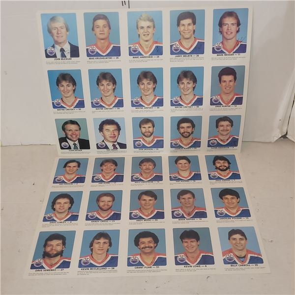 1984-85 Edmonton Oilers Red Rooster 2 Uncut Sheets, Includes 4 Wayne Gretzky MINT