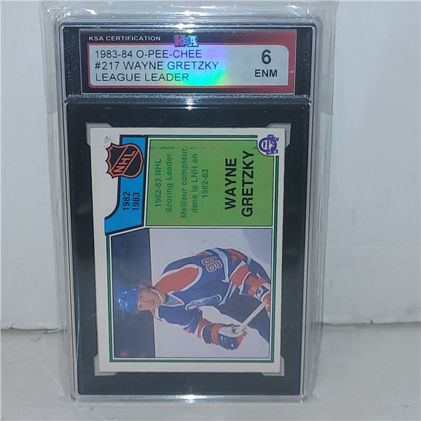 1983-84 O-Pee-Chee #217 Wayne Gretzky League Leader - Graded 6 ENM KSA