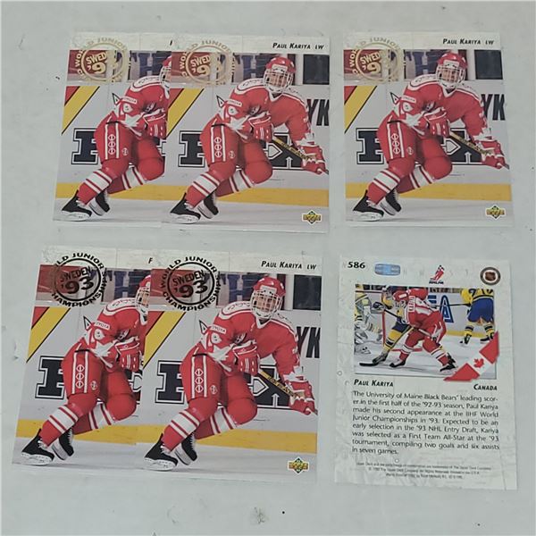 Lot of 6 Paul Kariya 1992 World Juniors Rookie Cards