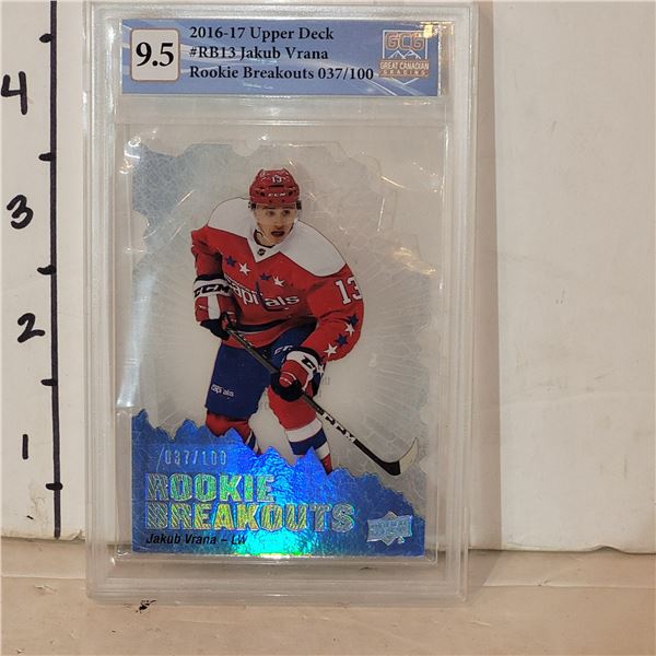 2016-17 Upper Deck #RB13 Jakub Vrana Rookie Breakouts 037/100 - Graded 9.5 GCG