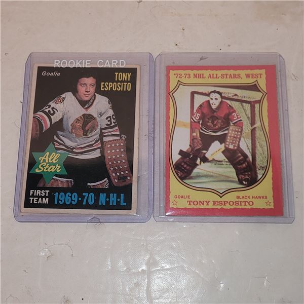 Lot of 2 1970 & 1973 OPC Tony Esposito Including 1970 #234 Rookie Card