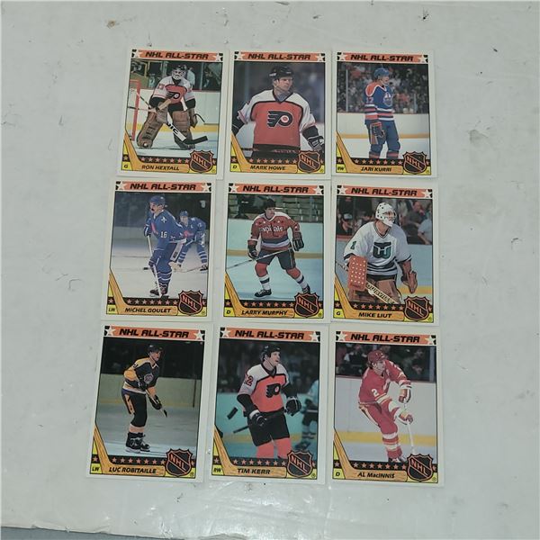Lot of 9 1987-88 NHL Topps All-Star Stickers
