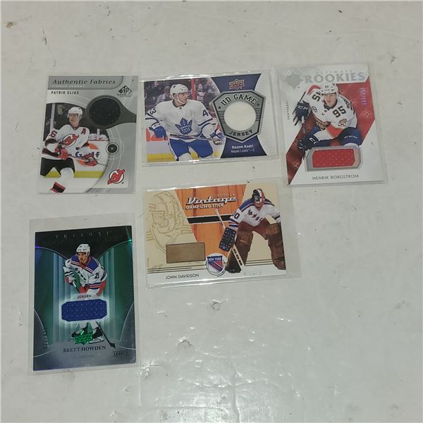 Lot of 5 NHL Authentics Game Used Fabrics Indludes Rookies Ltd Ed & HOF
