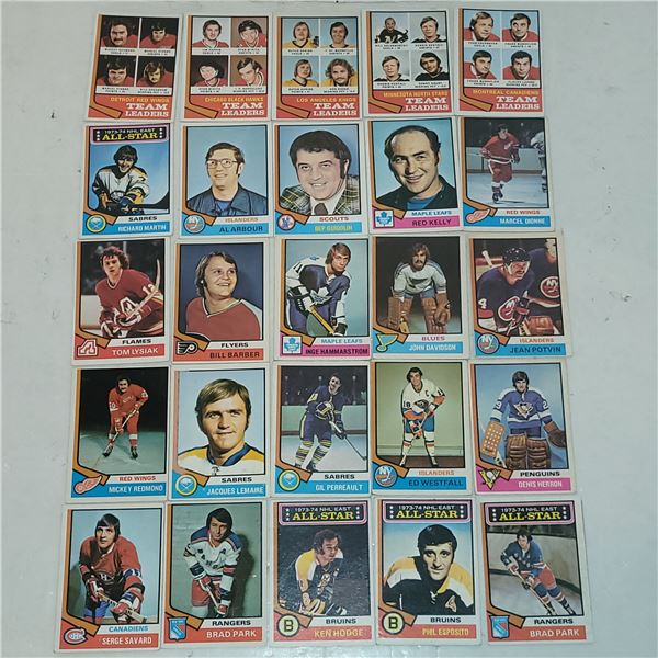 Lot of 25 1974 OPC NHL Star Cards