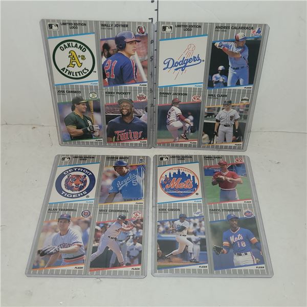 Lot of 4 1989 Fleer MLB Intact Box Bottoms - Puckett, Canseco, Gibson, Strawberry, Trammell