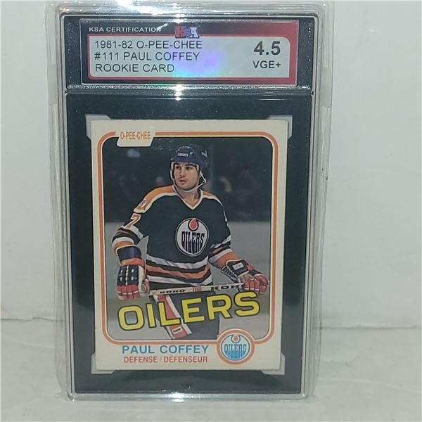 1981-82 O-Pee-Chee #111 Paul Coffey Rookie Card - Graded 4.5 VGE+ KSA