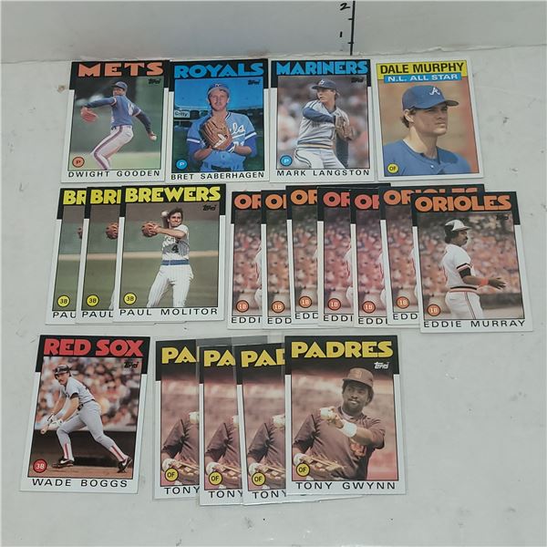 Lot of 19 1985 Topps Hall of Fame Cards + 2 Rookie Cards - Molitor, Gwynn, Murray, Gooden