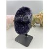 Image 3 : 7 X 3.5 INCH  HIGH GRADE URUGYAN AMETHYST CLUSTER ON METAL STAND