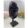 Image 2 : 9.5 X 3.8 INCH  HIGH GRADE URUGYAN AMETHYST CLUSTER ON METAL STAND