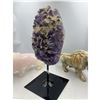 Image 3 : 12 X 5.3 INCH  AMETHYST WITH ORANGE CALCITE  CRYSTAL ON STAND UNIQUE FORMATION  HIGH GRADE