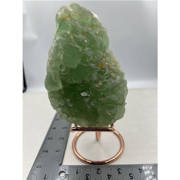 5.88 X 3.65 INCH  GREEN FLUORITE WITH YELL0W BARITE SPECIMEN RETAIL $800