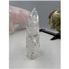Image 2 : 4 INCH  CLEAR QUARTZ TOWER IN AURA INCULSION