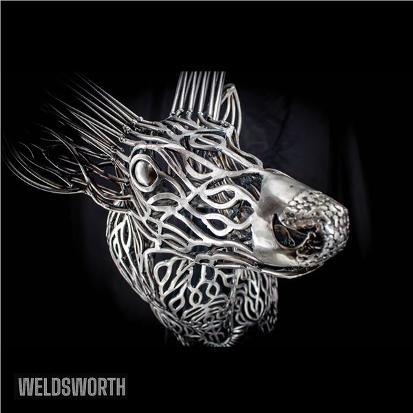 HANDCRAFTED METAL WHITETAIL DEER SCULPTURE