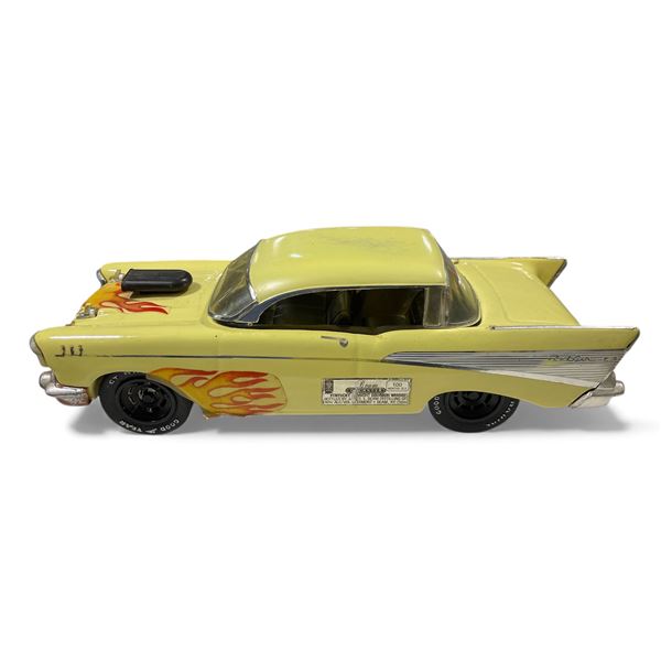 James Beam 1957 Hot Rod China Decanter - Yellow with Flames - No Box - Full