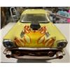 Image 2 : James Beam 1957 Hot Rod China Decanter - Yellow with Flames - No Box - Full