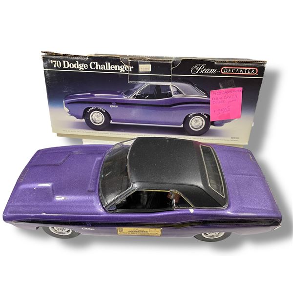 James Beam 1970 "Plum Crazy" Dodge Challenger China Decanter with Box - Empty