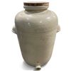 Image 1 : Doulton London England Stoneware 10 Crock with Tap Hole - 27" tall x 16" diameter - On a rolling sta