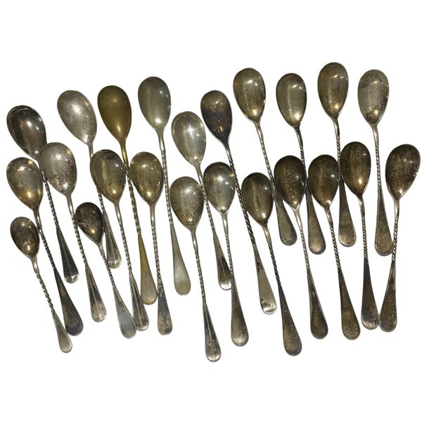 20+ Vintage Twist Handle Soda Shop & Demitasse Spoons - Variety of Silver Companies - Believed to be