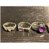Image 2 : 5 Sterling Silver & Gemstone Rings - Variety of styles and sizes - Total weight including gems: 27 g