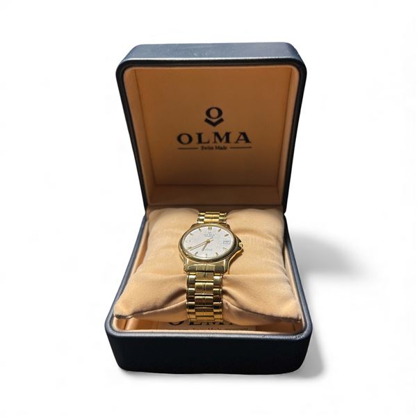 OLMA 25 Jewel 18KT Gold Plated Incabloc Wrist Watch - Swiss Made - 31mm face - Extra Link - In origi