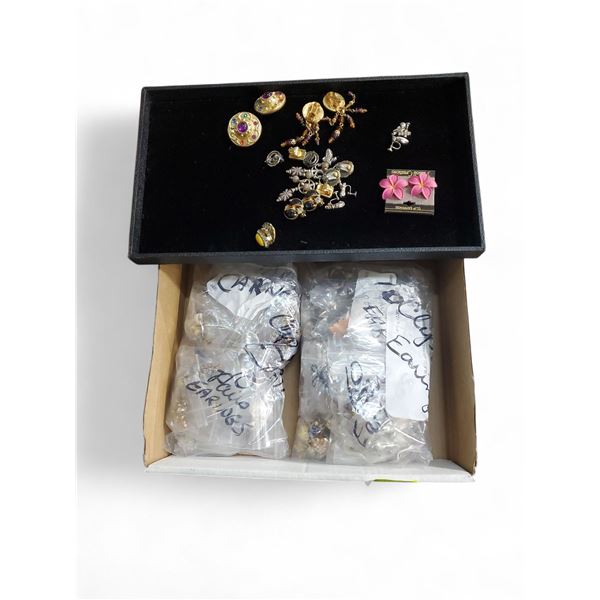 100 Pairs of Vintage Clip on and Screw Back Fashion and Costume Earrings - Variety of Styles and Mat