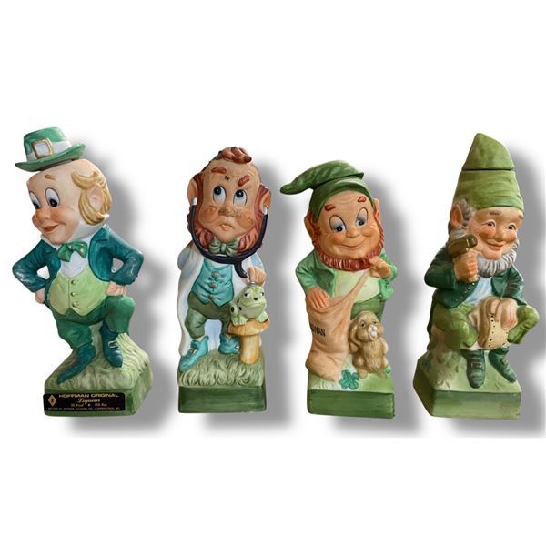 4 Vintage 1975 Hoffman Ceramic Whiskey Decanters, Includes "Mr. Dancer", "Mr. Doctor", "Mr. Sandman"