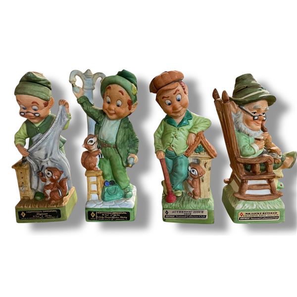 4 Vintage 1978 Hoffman Ceramic Whiskey Decanters Empty, Includes "Mr. Tailor", "Mr. Electrician", "M