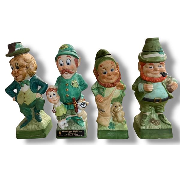 4 Vintage 1975 Hoffman Ceramic Whiskey Decanters Empty, Includes "Mr. Dancer", "Mr. Policeman", "Mr.