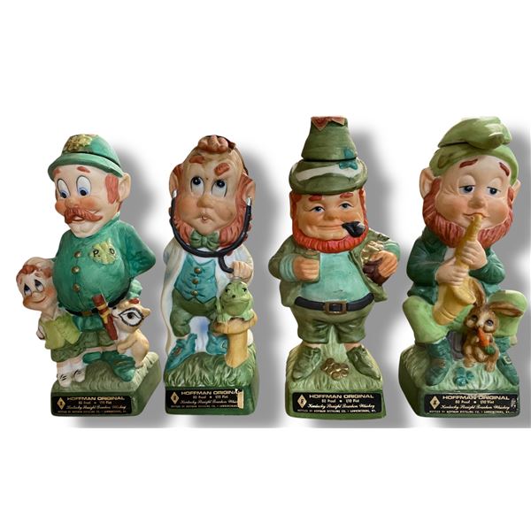 4 Vintage 1975 Hoffman Ceramic Whiskey Decanters Empty, Includes "Mr. Policeman", "Mr. Doctor", "Mr.