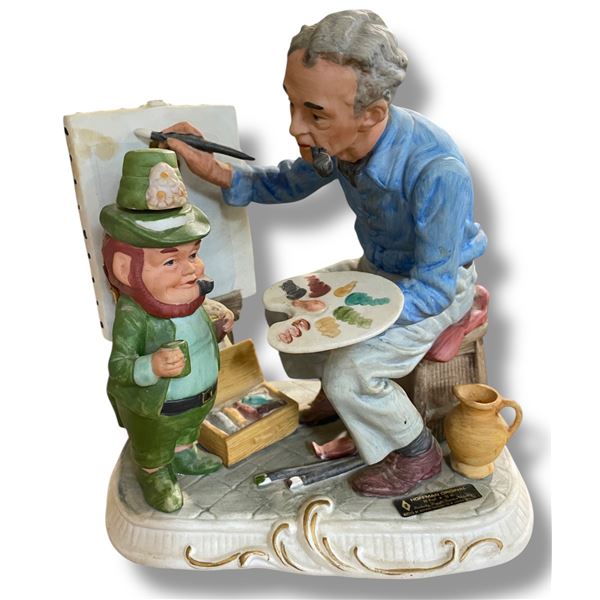 Vintage 1980s Hoffman Norman Rockwell Painting "Mr. Lucky" Ceramic Whiskey Decanter Empty