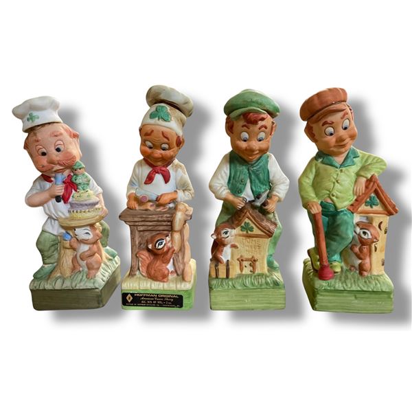 4 Vintage 1978 Hoffman Ceramic Whiskey Decanters, Includes "Mr. Baker", "Mr. Butcher", "Mr. Carpente