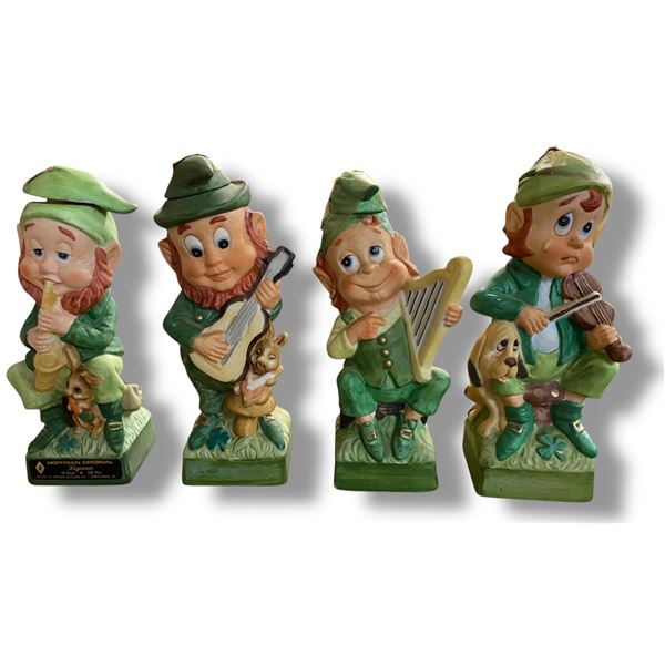 4 Vintage 1975 Hoffman Ceramic Whiskey Decanters Empty, Includes "Mr. Saxophonist", "Mr. Guitarist",