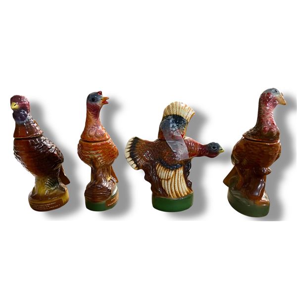 Set of 4: Vintage 1980s Austin Nichols Wild Turkey No.1-4" Empty Mini Ceramic Liquor Decanter