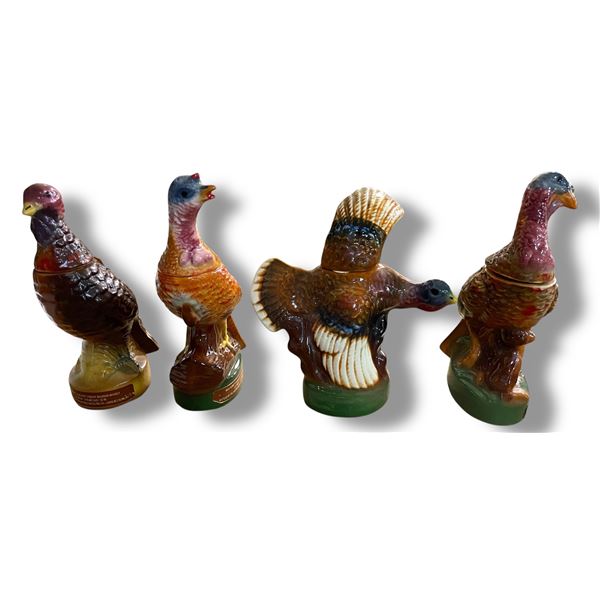 Set of 4: Vintage 1980s Austin Nichols Wild Turkey No.1-4" Empty Mini Ceramic Liquor Decanter - Limi