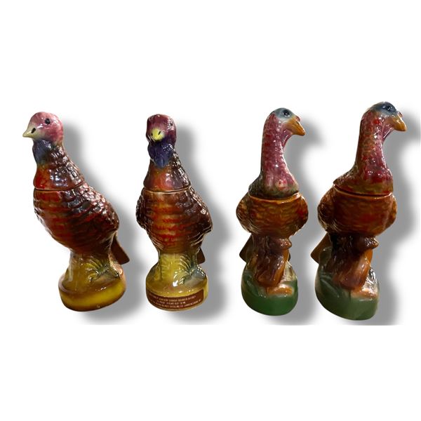 4 Vintage 1980s Austin Nichols Wild Turkey No.1 (2 pcs) and No. 4 (2 pcs)" Empty Mini Ceramic Liquor