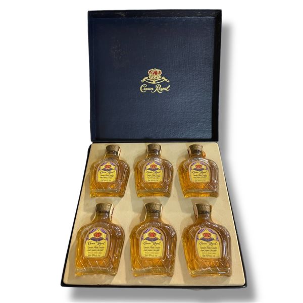 Rare Vintage 1974 Crown Royal Miniatures Gift Set - Six 50ml Bottles of Canadian Whiskey - in Excell