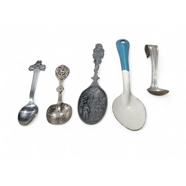 5 Collectible Vintage Novelty Spoons - Cream Top Mini Ladle, 1975 Warner Bros. Sylvester Spoon and m