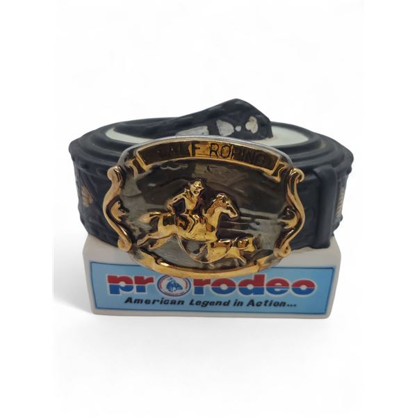 Vintage 1979 Hoffman Pro Rodeo Calf Roping Belt Decanter - Empty