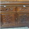 Image 2 : Large China Cabinet with Hutch Top - Carved Dragon Design Panels - 20" x 72" x 88" tall