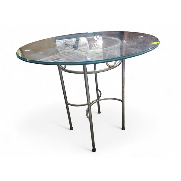Mid-Century Modern Glass Top with Chrome Legs Table
