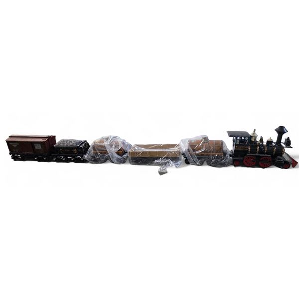 Large Set Vintage 1980s Jim Beam Kentucky Straight Bourbon Whiskey Railroad Decanter Set - 6 Pieces