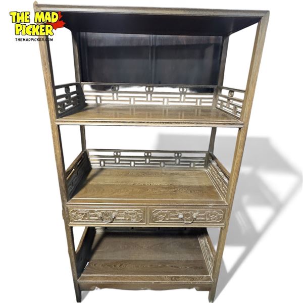 Chinese Ming-Style Scholar's Fretwork Display Shelving Unit, 70.5" Tall