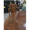 Image 3 : Chinese Carved Hardwood Round Dining Table & Matching Chairs - H30" x Dia. 62"