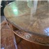 Image 2 : Chinese Carved Hardwood Round Table with Glass Top, Approx. H15" x Dia. 39"