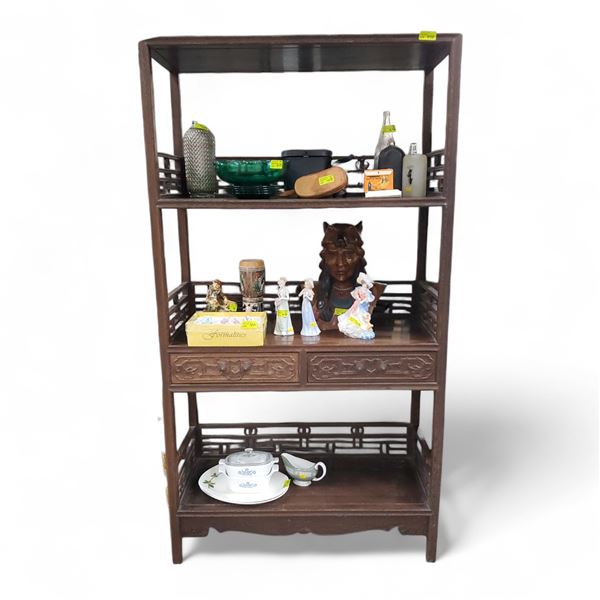 Chinese Ming-Style Scholar's Fretwork Display Shelving Unit - 71" Tall