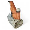 Image 2 : 1970s Ski Country  "Red Fox on a Log with Rabbit" Bourbon Whiskey  Decanter - 13" Tall