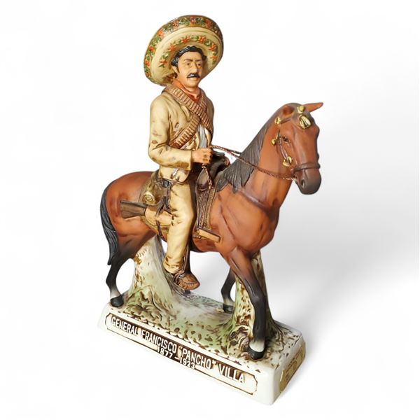 1975 "Pancho Villa" 750ml Ceramic Tequila Decanter - Full of liquid
