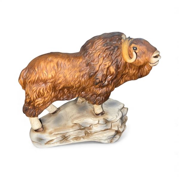 1977 Hoffman Originals - Bill Ohrmann "Standing Musk Ox" Porcelain Liquor Decanter - Empty - 4" x 10