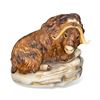 Image 1 : 1977 Hoffman Originals - Bill Ohrmann " Musk Ox Lying Down" Porcelain Liquor Decanter - Empty - 4" x