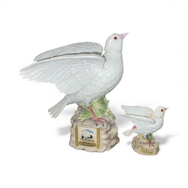 1973 Ski Country Full Size & Mini "Peace Dove" Porcelain Decanters - Empty